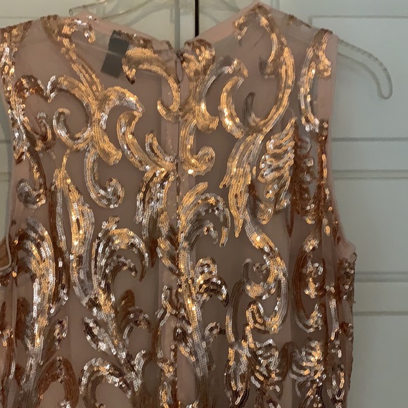 Beautiful / homecoming/ sequins long rose gold pink prom dress - Picture 6 of 6